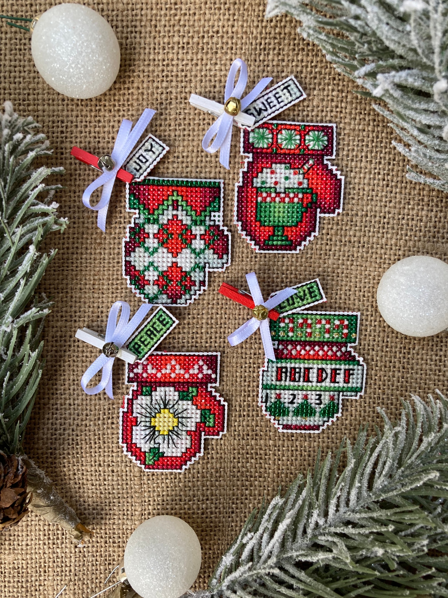 Counted Cross-Stitch Patterns - Tiny Christmas Ornaments Cross
